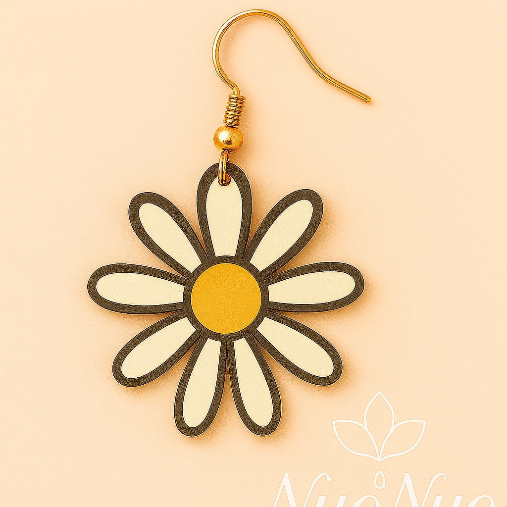 8 Petal Daisy Earring Template | Shrink Plastic Jewelry Design | DIY Floral Studs Digital Download