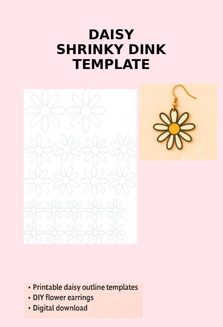 8 Petal Daisy Earring Template | Shrink Plastic Jewelry Design | DIY Floral Studs Digital Download