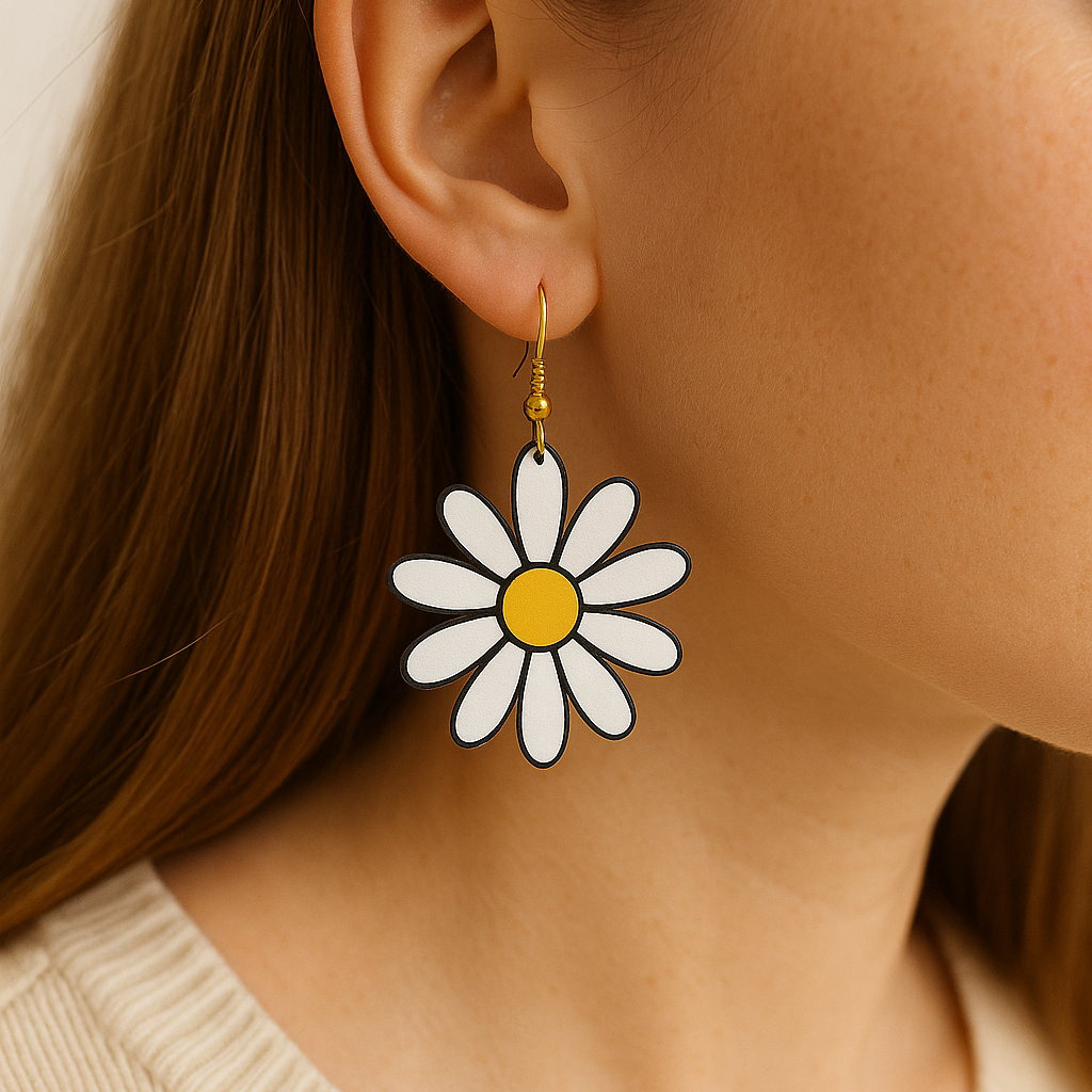 12-Petal Daisy Shrinky Dink Template – Printable Flower Outline for DIY Earrings, Brooches & Crafts