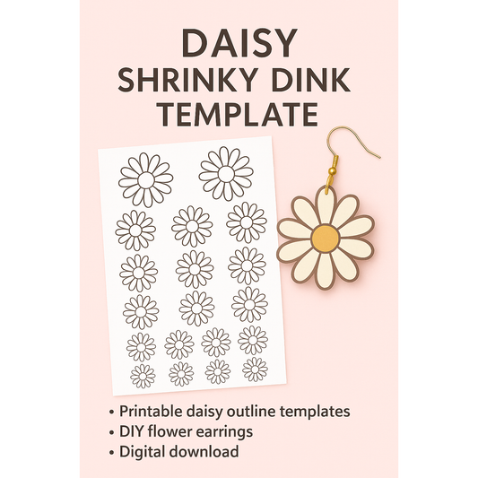 12-Petal Daisy Shrinky Dink Template – Printable Flower Outline for DIY Earrings, Brooches & Crafts