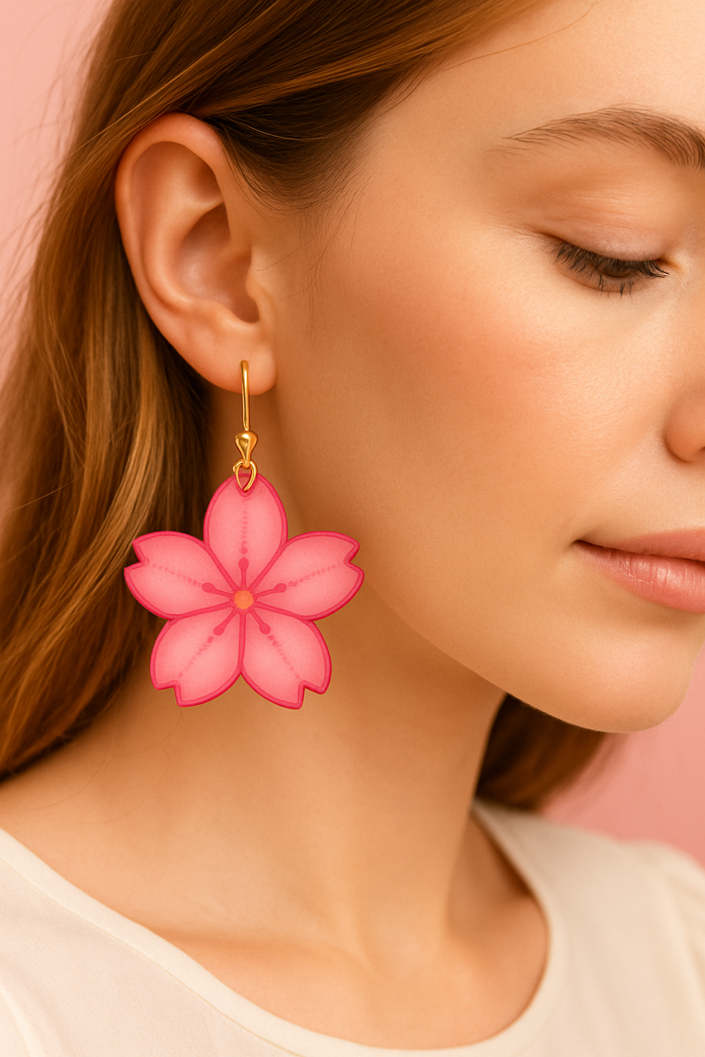 Shrinky Dink Sakura Cherry Blossom Template – Printable DIY Earring Design for Shrink Plastic Craft