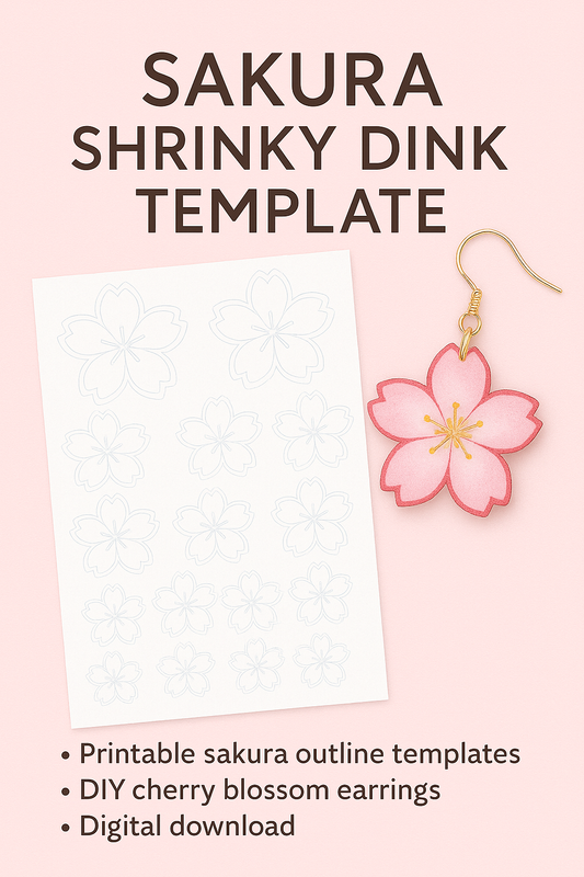 Shrinky Dink Sakura Cherry Blossom Template – Printable DIY Earring Design for Shrink Plastic Craft