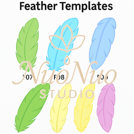 Feather Shrinky Dink Template Pack (Set B) – 6 Printable DIY Accessory Patterns for Shuttlecock Keychains & Resin Charms