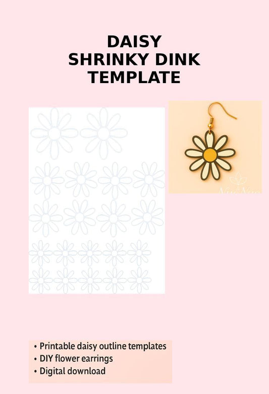8 Petal Daisy Earring Template | Shrink Plastic Jewelry Design | DIY Floral Studs Digital Download