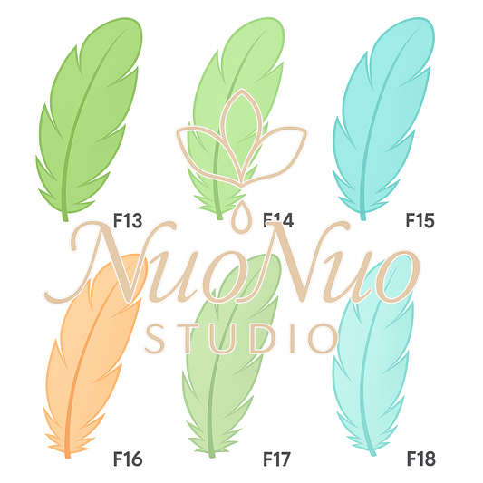 Pastel Feather Shrinky Dink Template (Set C)– 6 Printable Designs for DIY Charms, Shuttlecock Accessories & Resin Projects